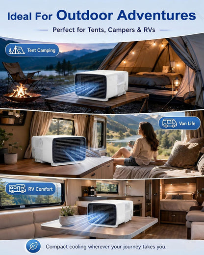  Climatiseur De Tente 2700 BTU 280W Compresseur DC 45 DB CE | 3 Modes Refroidissement, Déshumidification Et Ventilation, Panneau, Télécommande, Timer 1-12 H, Pour Camping-car Et Van