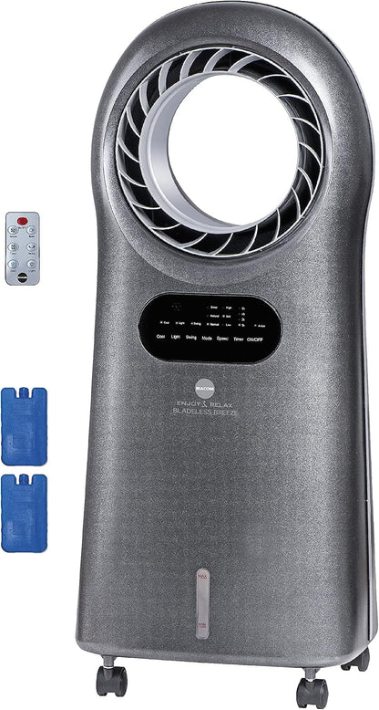  Macom Enjoy & Relax 989 Bladeless Breeze Refroidisseur évaporatif Sans Pales Gris Débit 10 M³/Min
